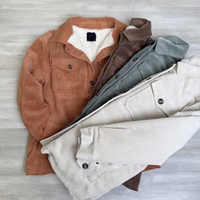 Corduroy Button Up Jacket With Sherpa