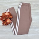 One Size Fits Most Mocha Relaxed 2 stripe butter soft leggings