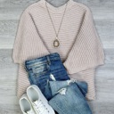 One Size Fits Most Blush Brooke Ribbed Knit Sleeve Poncho