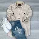 khaki Small Suede Button Up Shacket