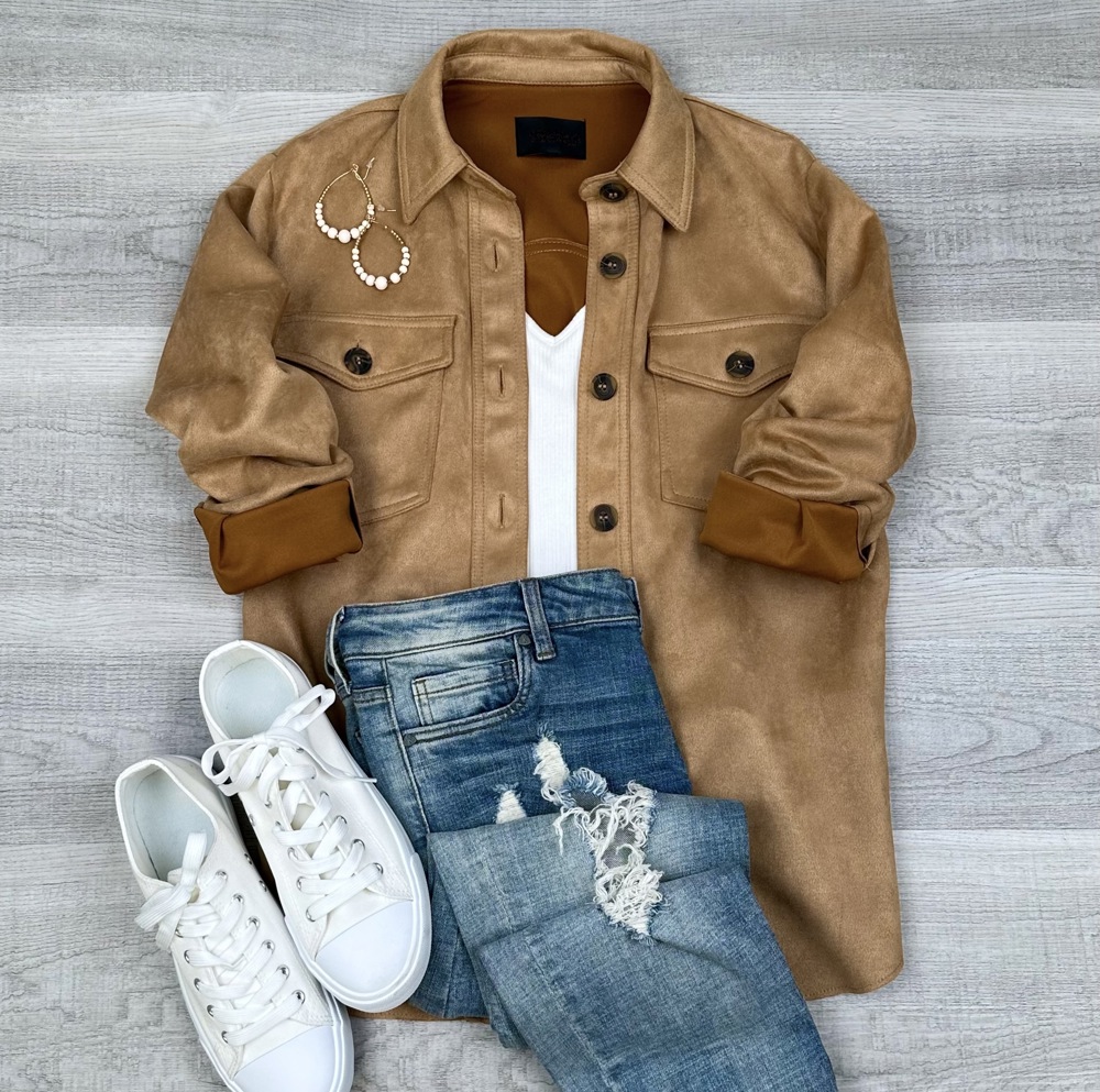 Suede Button Up Shacket