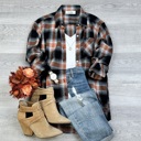  Oversized Long Sleeve Button up Plaid Fall Flannel