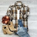  Oversized Long Sleeve Button up Plaid Fall Flannel