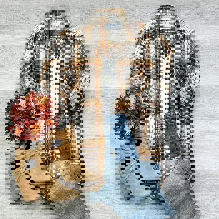 Oversized Long Sleeve Button up Plaid Fall Flannel