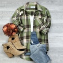  Oversized Long Sleeve Button up Plaid Fall Flannel