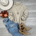 Small Khaki Claudia Turtle Neck Comfy Sweater