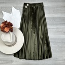 Small Olive Regina Metallic Midi Skirt