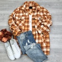 Small Rust Sherpa checker Jacket