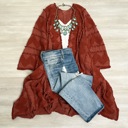 One Size Fits Most Rust Leesa Boho chevron Lightweight kimono