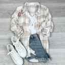 Small Khaki Tarah Long Sleeve Fall Button up