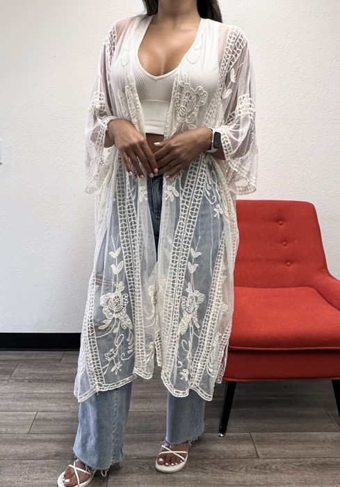 Vivian Lace Embroidered Kimono