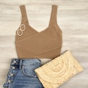 Small Khaki Aileen Knitted Cropped Top