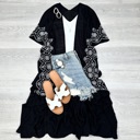 One Size Fits Most Black Eliana Embroidered Cardigan kimono