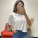 Small White Juliana Oversized Short Sleeve Cropped Basic Tee