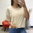 Small Khaki Juliana Oversized Short Sleeve Cropped Basic Tee