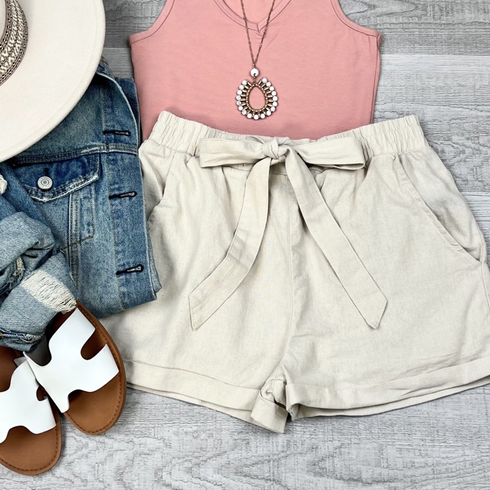 Casual Linen Blend Shorts