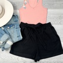 Small Black Casual Linen Blend Shorts