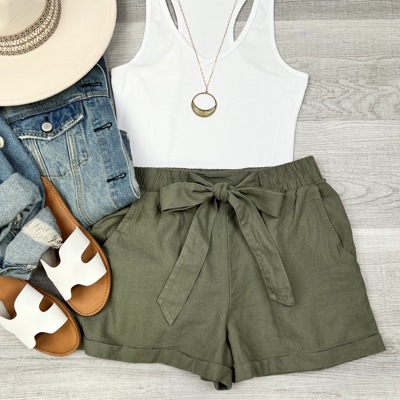 Casual Linen Blend Shorts
