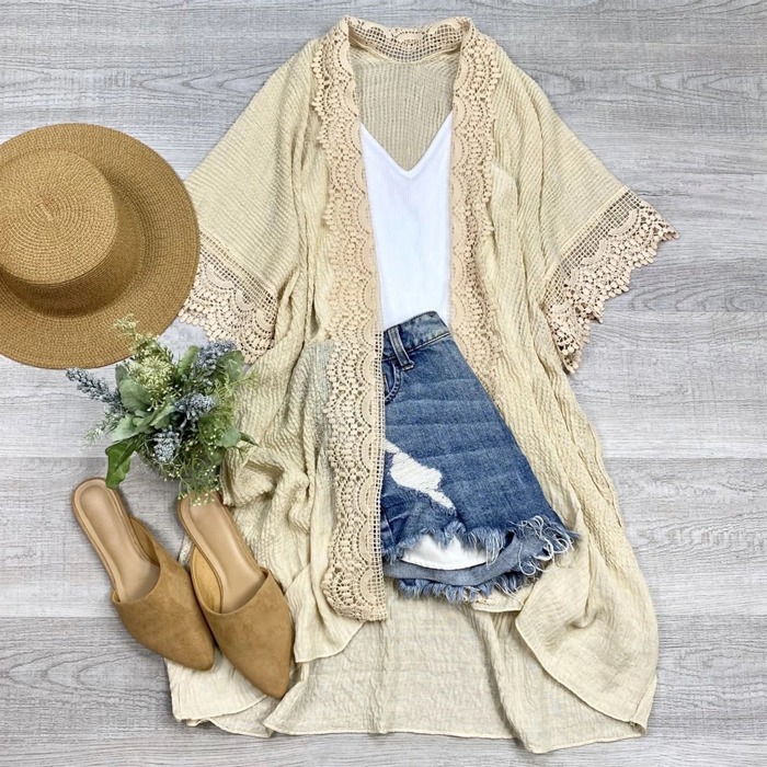 Scallop lace Trim Kimono