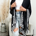 One Size Fits Most Black Meghan Embroidered Boho Kimono