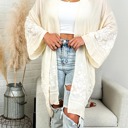 Beige One Size Fits Most Embroidered Floral Vine Lace Cardigan