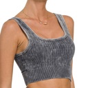S-M Ash Black Lisa Acid Washed Ribbed Bralette