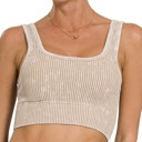 S-M Ash Mocha Lisa Acid Washed Ribbed Bralette