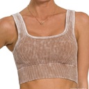 S-M Deep Camel Lisa Acid Washed Ribbed Bralette