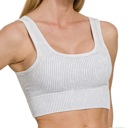 S-M Light Gray Lisa Acid Washed Ribbed Bralette