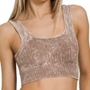 S-M Mocha Lisa Acid Washed Ribbed Bralette