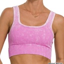 S-M Bright Mauve Lisa Acid Washed Ribbed Bralette