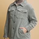 Small Mint Stone Corduroy Button Up Jacket With Sherpa