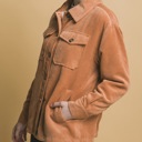 Small Pumpkin Corduroy Button Up Jacket With Sherpa