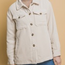 Small Cream Corduroy Button Up Jacket With Sherpa