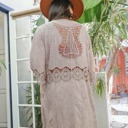 One Size Fits Most Taupe Breanna Embroidered Kimono