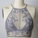 Small Grey Madeline Embroidered sheer High neck Bralette