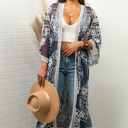 One Size Fits Most Navy Nadia Mesh Embroidered Boho Lace Kimono