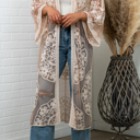 One Size Fits Most Blush Nadia Mesh Embroidered Boho Lace Kimono