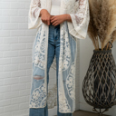 One Size Fits Most Ivory Nadia Mesh Embroidered Boho Lace Kimono