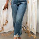  Jane High Waist  Raw Hem Crop Wide Leg Jeans JUDY BLUE