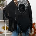 One Size Fits Most Black Medallion Boho Tassel Kimono