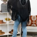 One Size Fits Most Black Medallion Boho Tassel Kimono