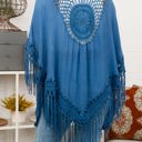 One Size Fits Most Blue Medallion Boho Tassel Kimono