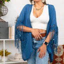 One Size Fits Most Blue Medallion Boho Tassel Kimono