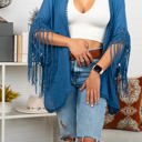 One Size Fits Most Blue Medallion Boho Tassel Kimono