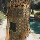 One Size Fits Most Black/Mustard Alice Burnout Bohemian Velvet Kimono