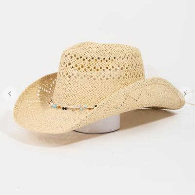 Lexie Beaded Rope Straw Braid Western Cowboy Hat