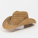 Khaki Lexie Beaded Rope Straw Braid Western Cowboy Hat