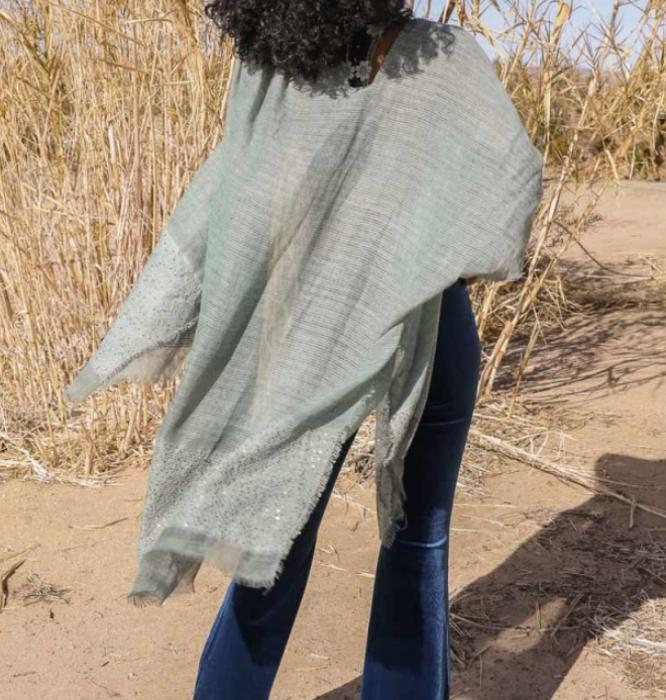 Sequin Frayed Edge Kimono