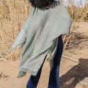 One Size Fits Most Sage Sequin Frayed Edge Kimono